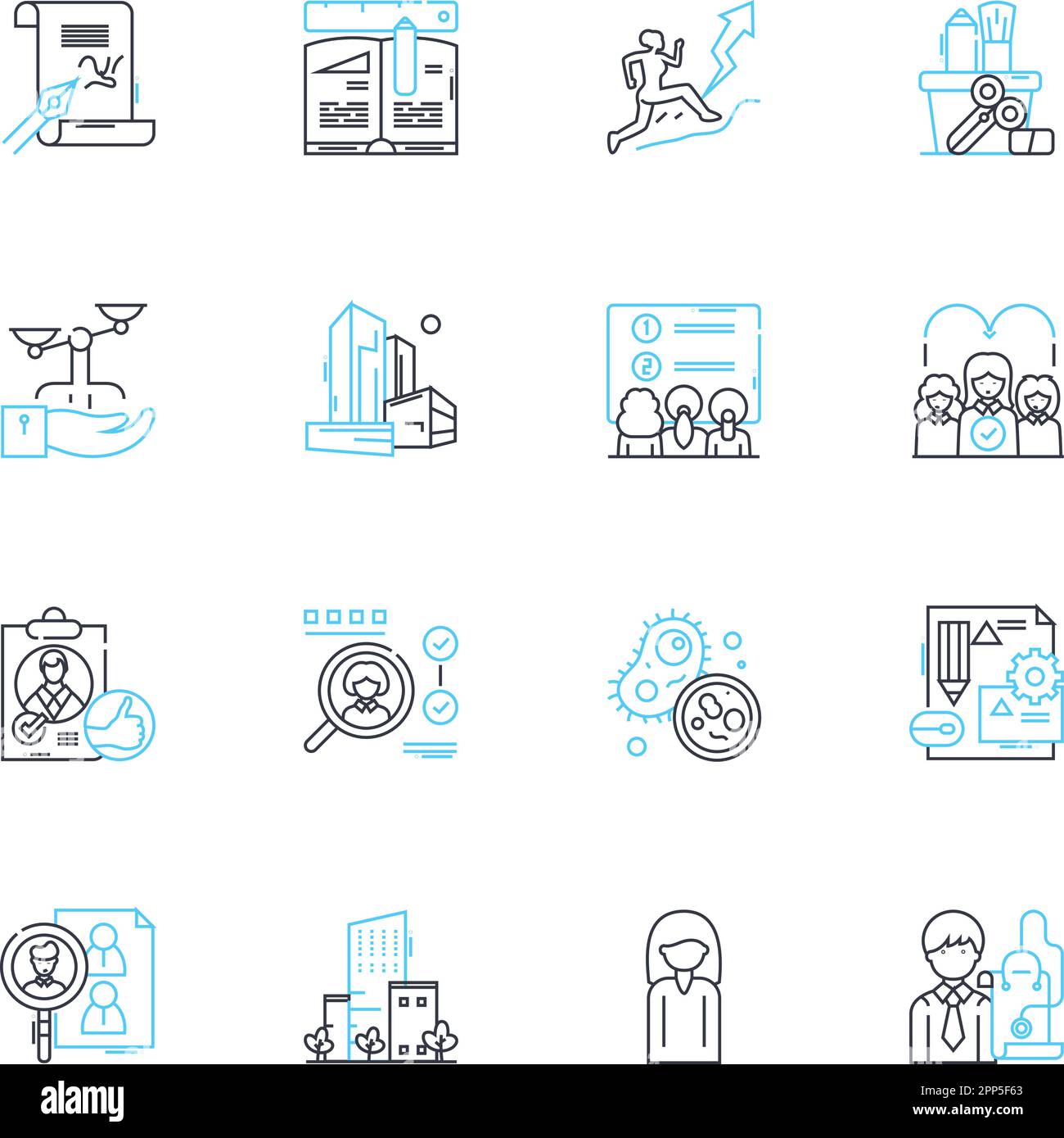 Ensemble d'icônes linéaires de repérage des talents. Identification, évaluation, évaluation, reconnaissance, recherche, Découverte, vecteur de ligne de recrutement et signes de concept Illustration de Vecteur