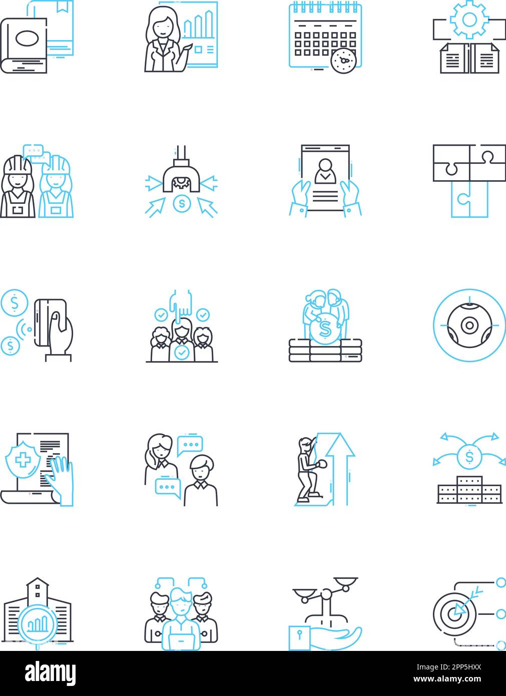 Ensemble d'icônes linéaires de repérage des talents. Identification, évaluation, évaluation, reconnaissance, recherche, Découverte, vecteur de ligne de recrutement et signes de concept Illustration de Vecteur