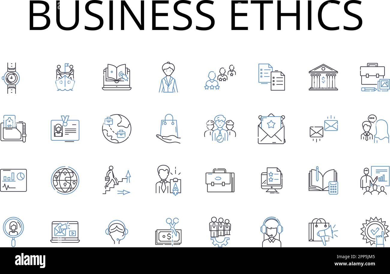 Collection d'icônes de ligne éthique professionnelle. Responsabilité sociale, correction politique, sensibilisation à l'environnement, sécurité de l'emploi, rentabilité Illustration de Vecteur