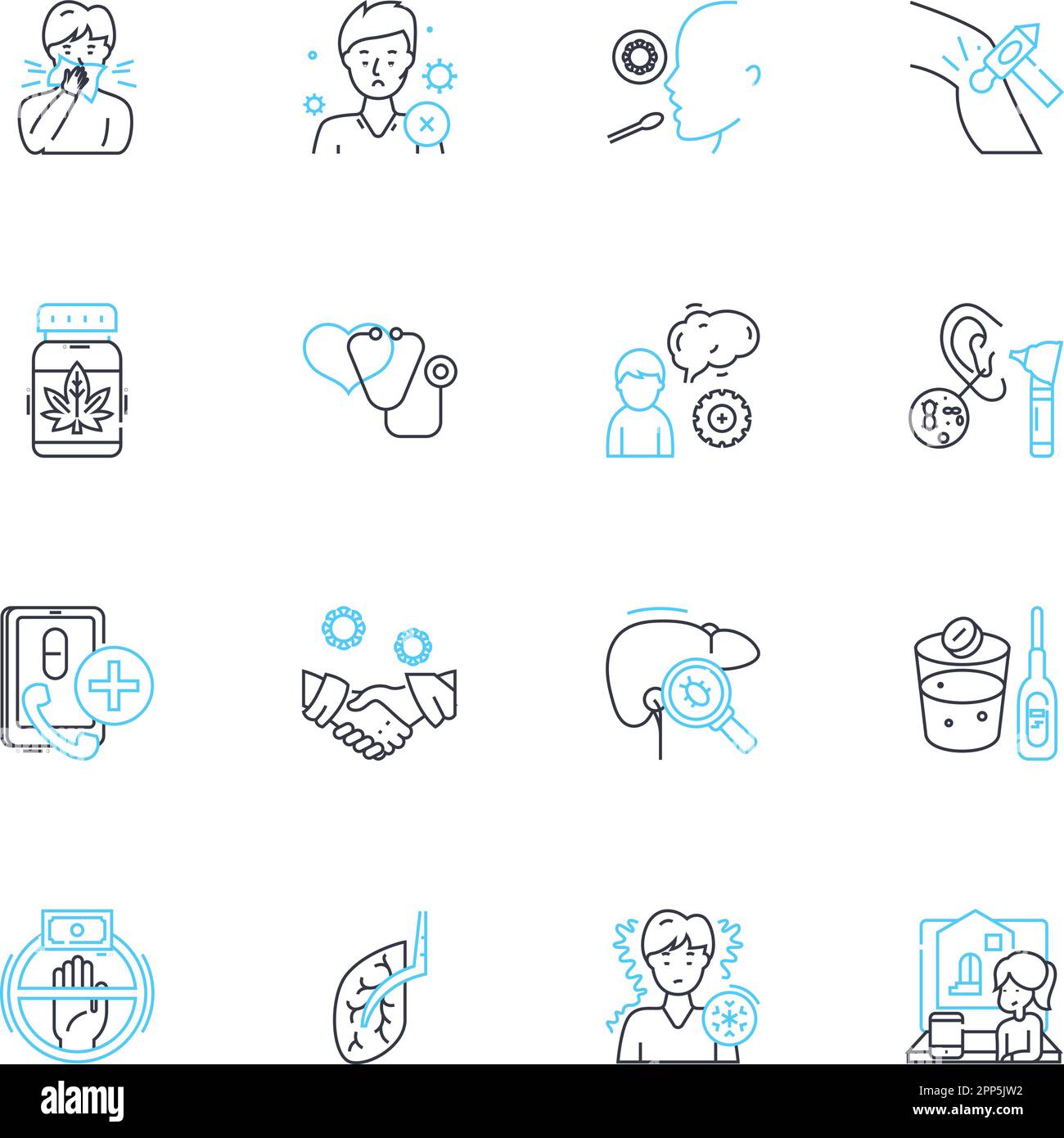 Ensemble d'icônes linéaires de traitement des agents pathogènes. Antimicrobien, stérilisation, désinfection, antibactérien, désinfection, Décontamination, ligne de purification Illustration de Vecteur