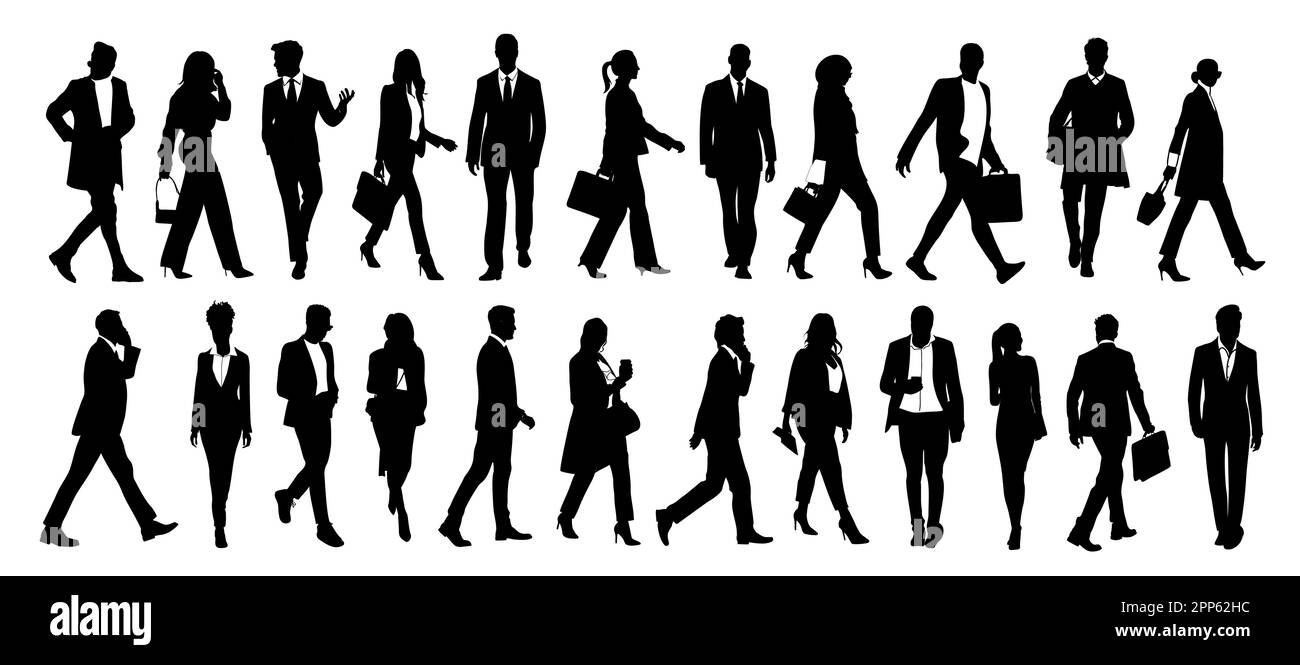 Silhouette de gens d'affaires marchant vecteur sur blanc Illustration de Vecteur