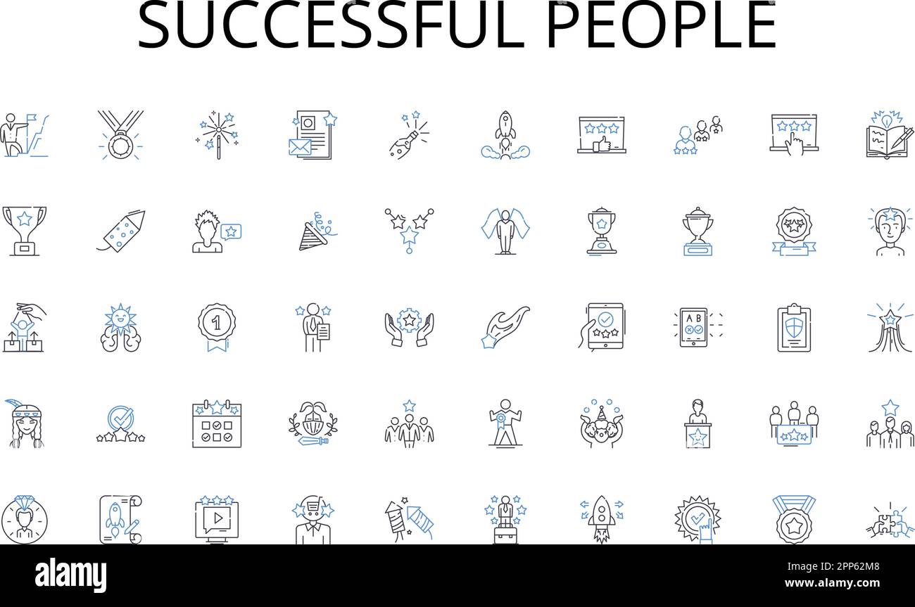 Collection d'icônes de ligne de personnes réussie. PropTech, interruption, automatisation, innovation, développement durable, Blockchain, Virtualization Vector et Linear Illustration de Vecteur