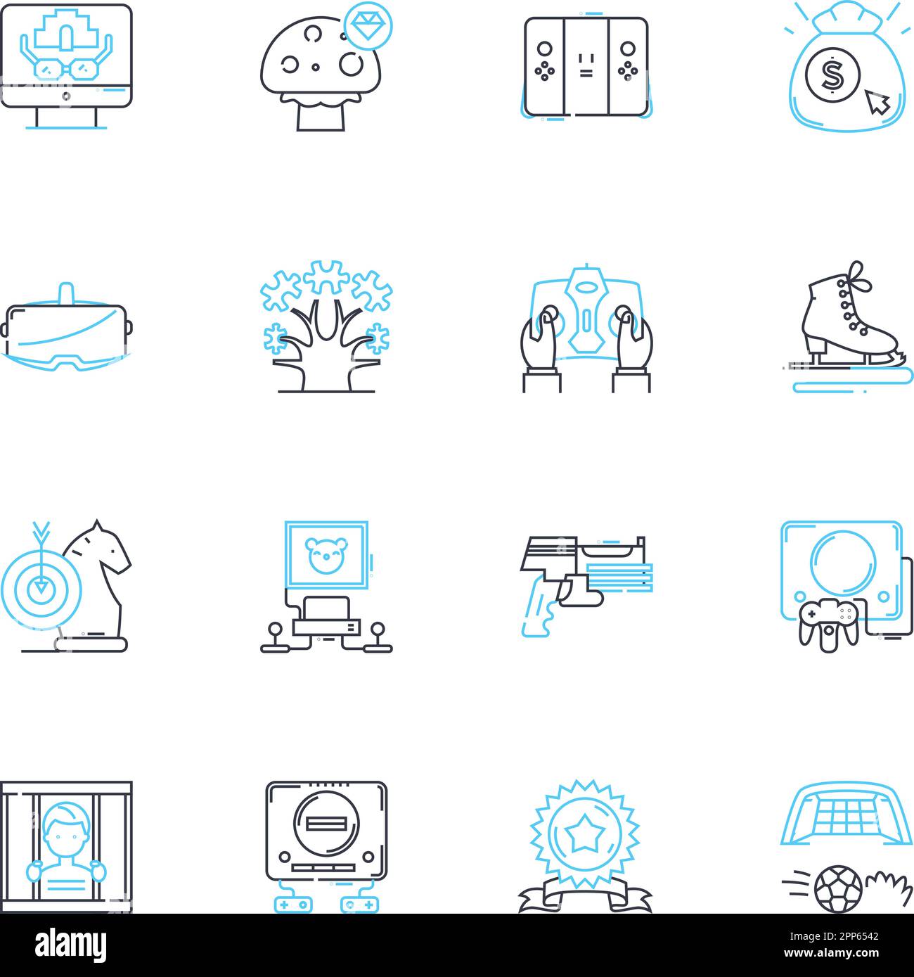 Jeu d'icônes linéaires d'écriture créative. Imagination, inspiration, prose, expression, style, Flux, vecteur de ligne de créativité et signes de concept. Métaphore,Simile Illustration de Vecteur