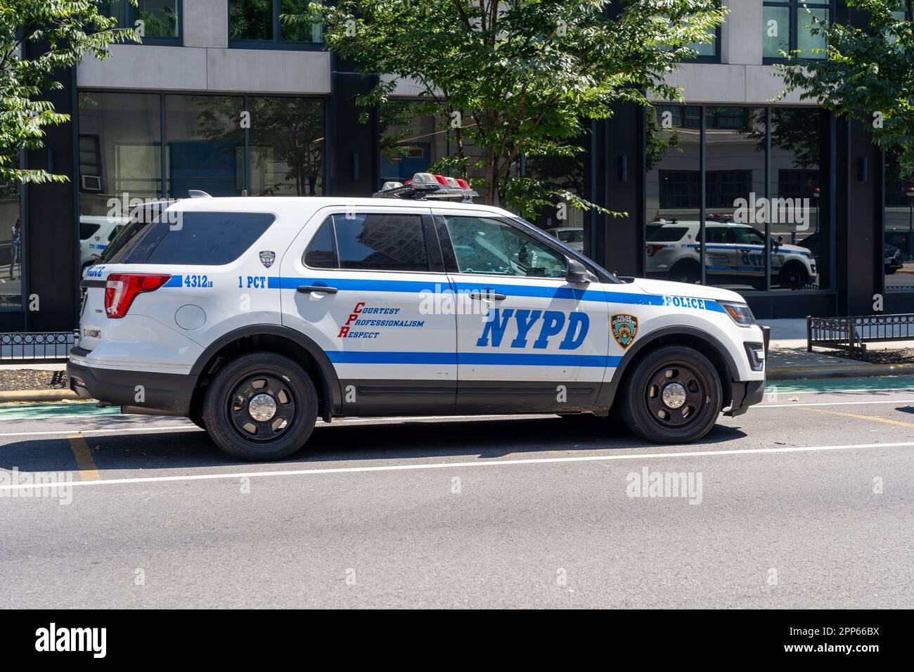Une voiture de police NYPD à New York, USA. Banque D'Images
