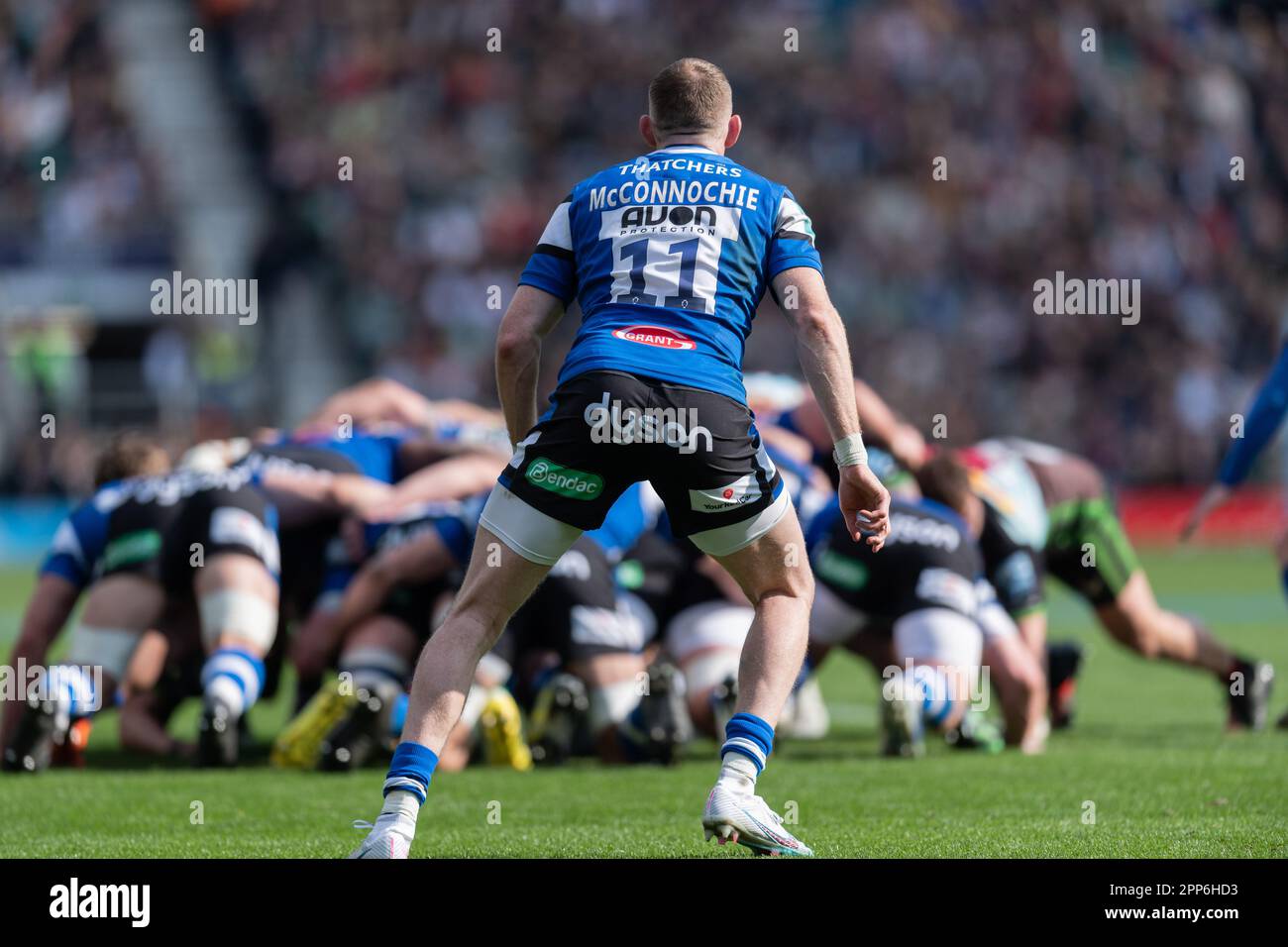 Twickenham, Londres, Royaume-Uni. 22nd avril 2023. Ruaridh McConnochie de Bath lors du match de rugby Gallagher Premiership entre Harlequins et Bath Rugby au stade Twickenham, à Twickenham, Royaume-Uni, le 22 avril 2023. Photo de Grant Winter. Utilisation éditoriale uniquement, licence requise pour une utilisation commerciale. Aucune utilisation dans les Paris, les jeux ou les publications d'un seul club/ligue/joueur. Crédit : UK Sports pics Ltd/Alay Live News Banque D'Images