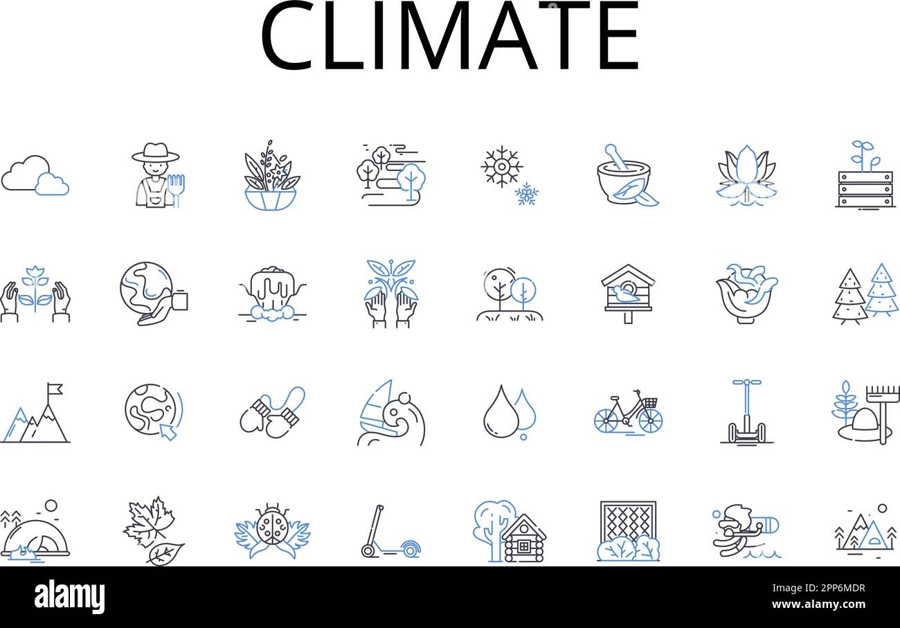 Collection Climate Line Icons. Environnement, atmosphère, temps, température, écologie, Biosphère, vecteur d'écosystème et illustration linéaire Illustration de Vecteur