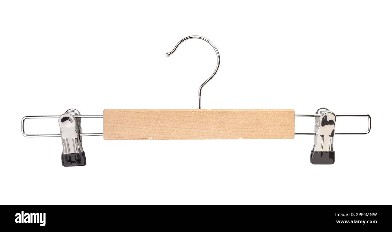 chemin de cintre des vêtements isolé sur blanc Banque D'Images