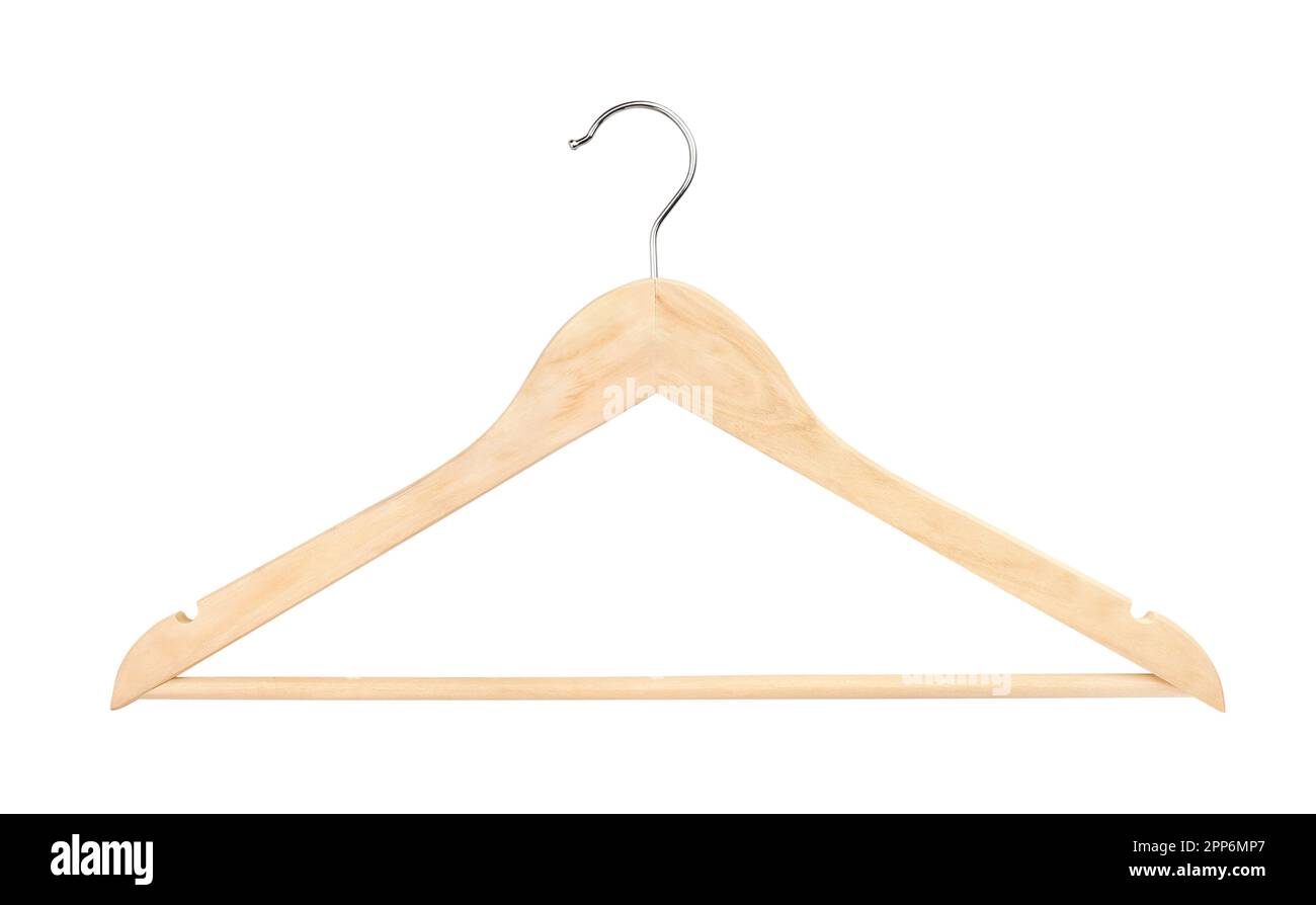 chemin de cintre des vêtements isolé sur blanc Banque D'Images