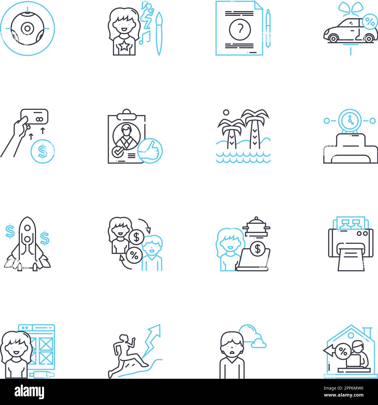 Ensemble d'icônes linéaires pour membres d'équipage. Doué, dévoué, fiable, compétent, plein de ressources, Affiches vectorielles et conceptuelles de la ligne d'alerte, expérimentées. Trucrthy, organisé Illustration de Vecteur