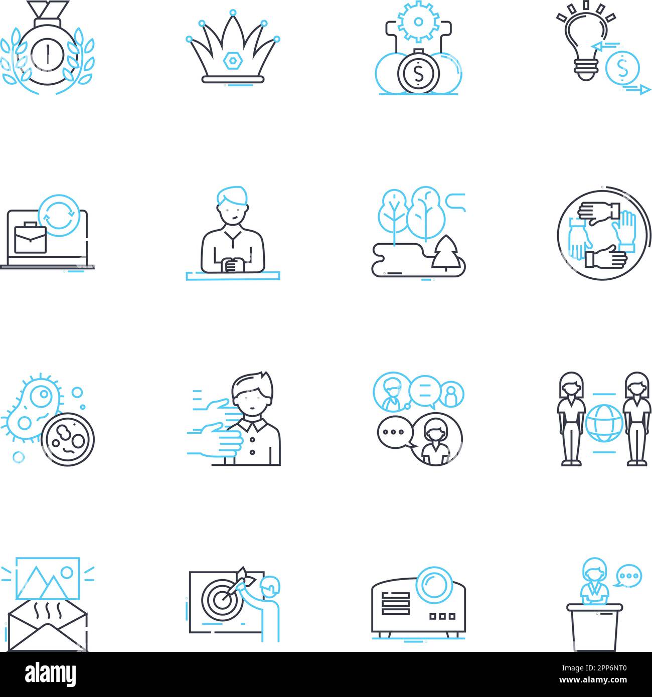 Jeu d'icônes linéaires de l'équipement de laboratoire. Microscope, bécher, tube à essai, burette, pipette, Centrifugeuse, vecteur de la gamme de thermomètres et signes conceptuels Illustration de Vecteur