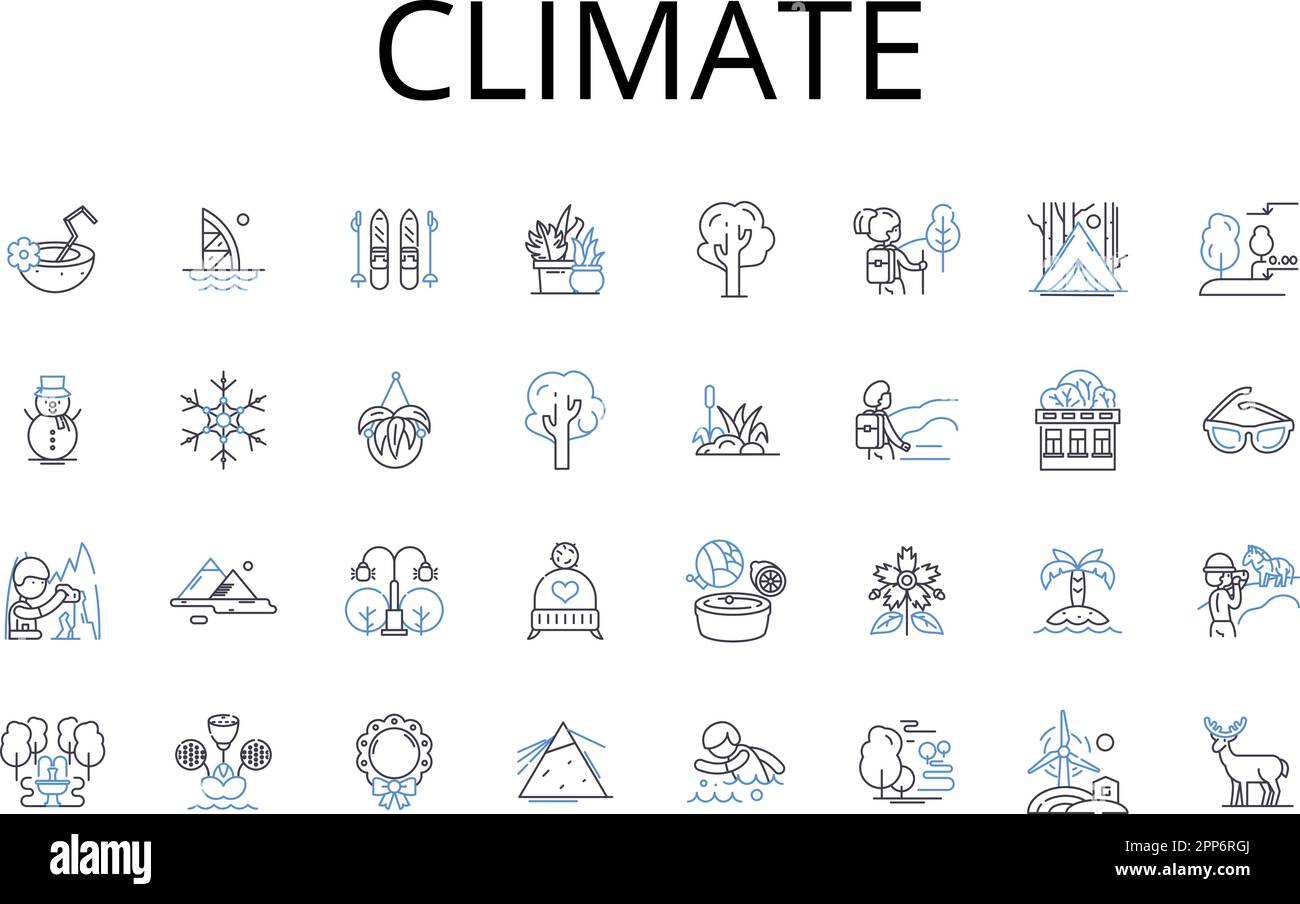 Collection Climate Line Icons. Environnement, atmosphère, temps, température, écologie, Biosphère, vecteur d'écosystème et illustration linéaire Illustration de Vecteur