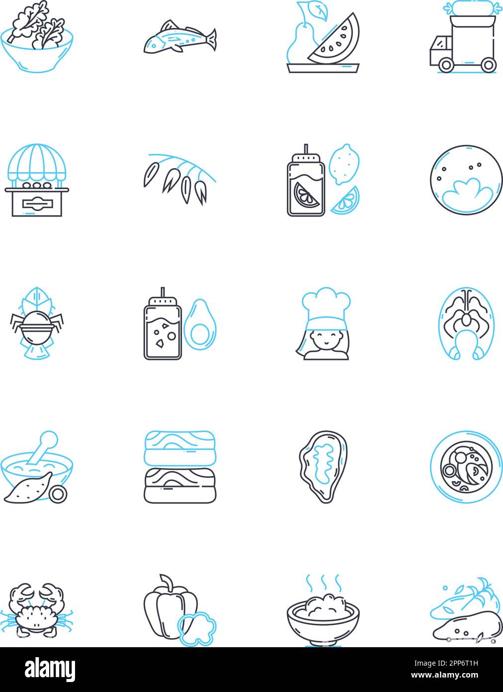 Ensemble d'icônes linéaires de la maison à poissons. Aquarium, Angler, appât, prise, quai, Dive, vecteur de ligne de congé et signes de concept. Illustrations des contours de la plie, des frites et des crochets Illustration de Vecteur