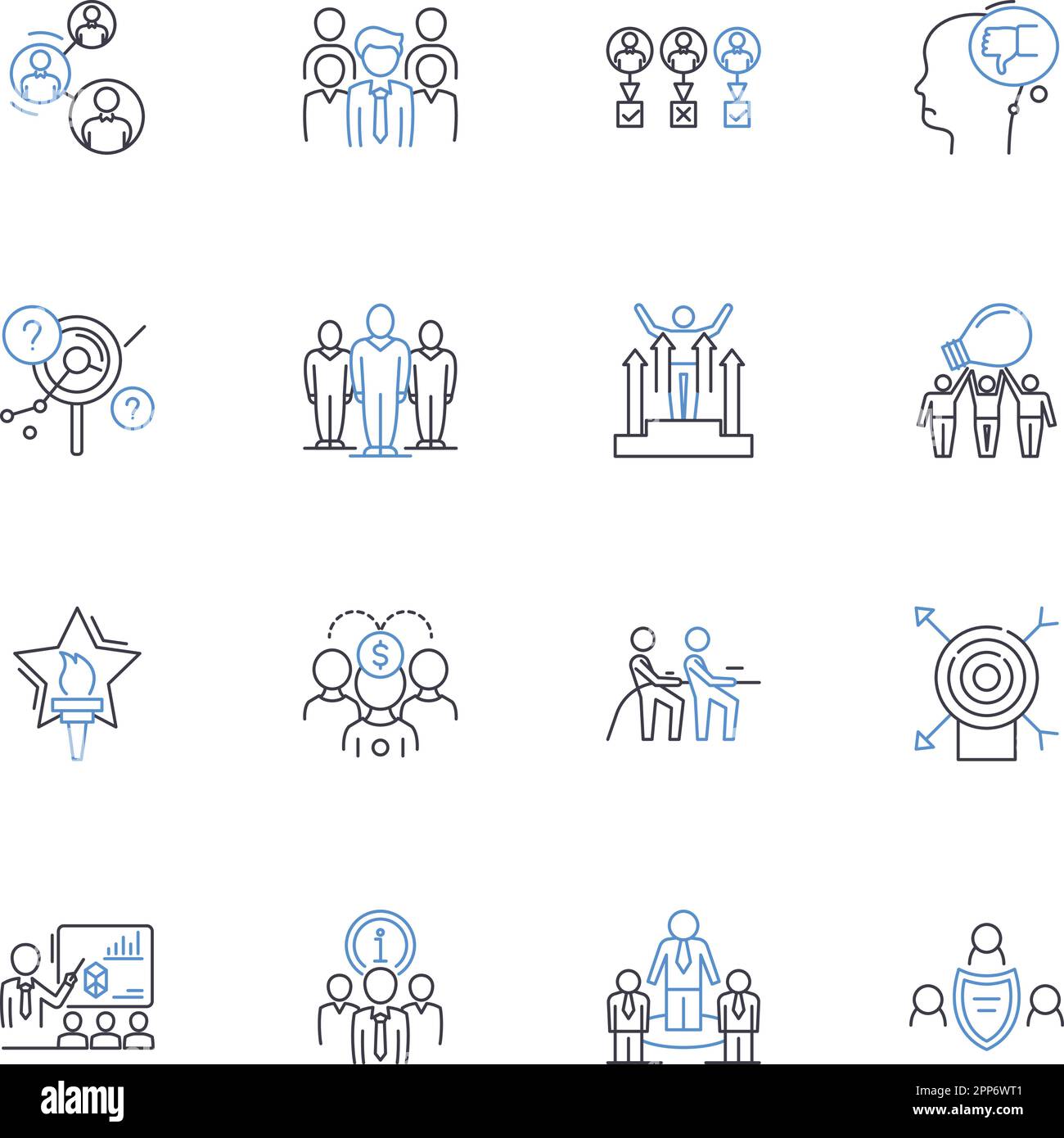 Collection d'icônes de ligne de ressources humaines. Recrutement ...