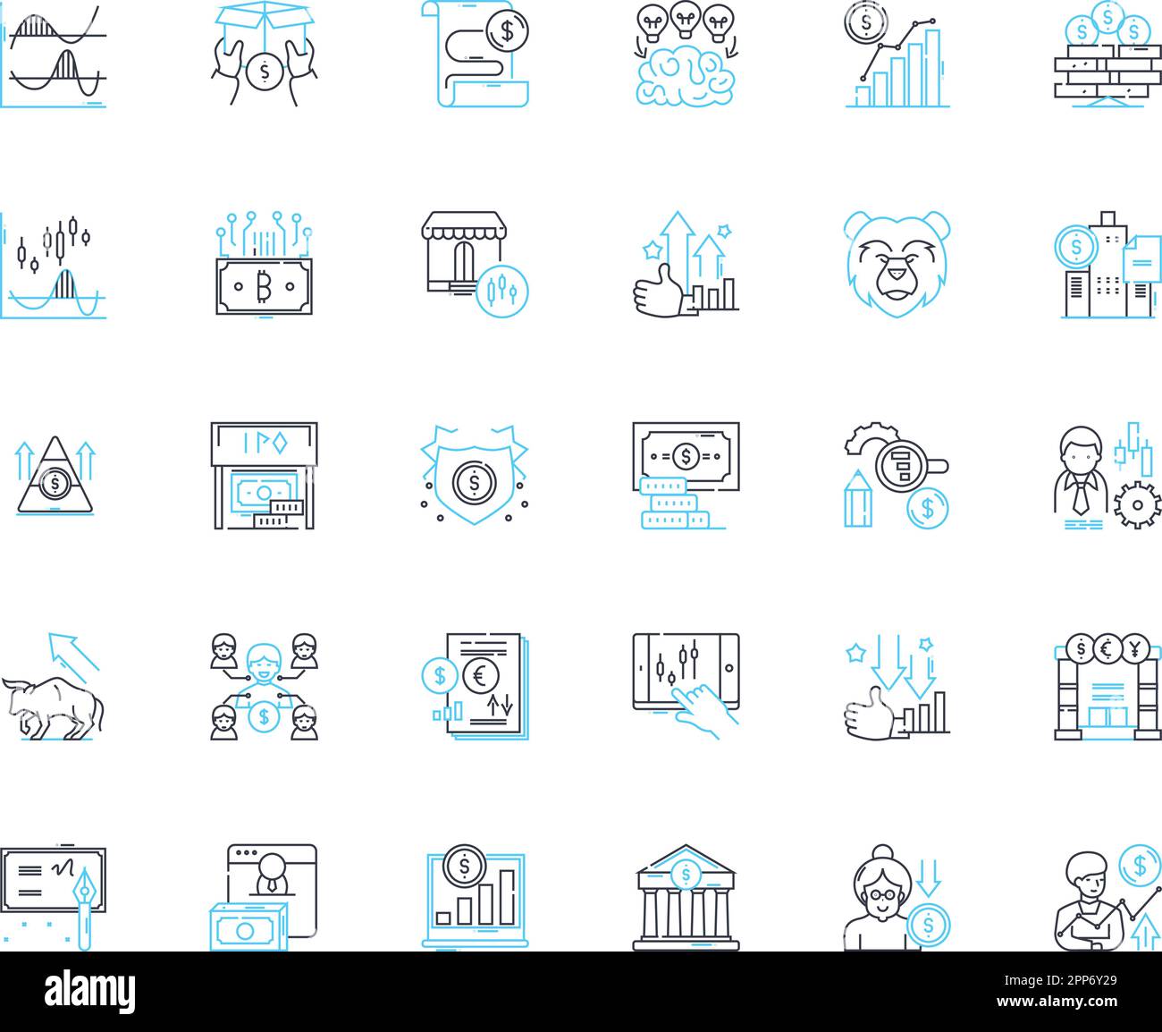 Ensemble d'icônes linéaires de financement d'entreprise. Venture, investissement, Seed, Angel, financement, Capital, vecteur de ligne d'équité et signes de concept. Angélique,financement participatif,IPO Illustration de Vecteur