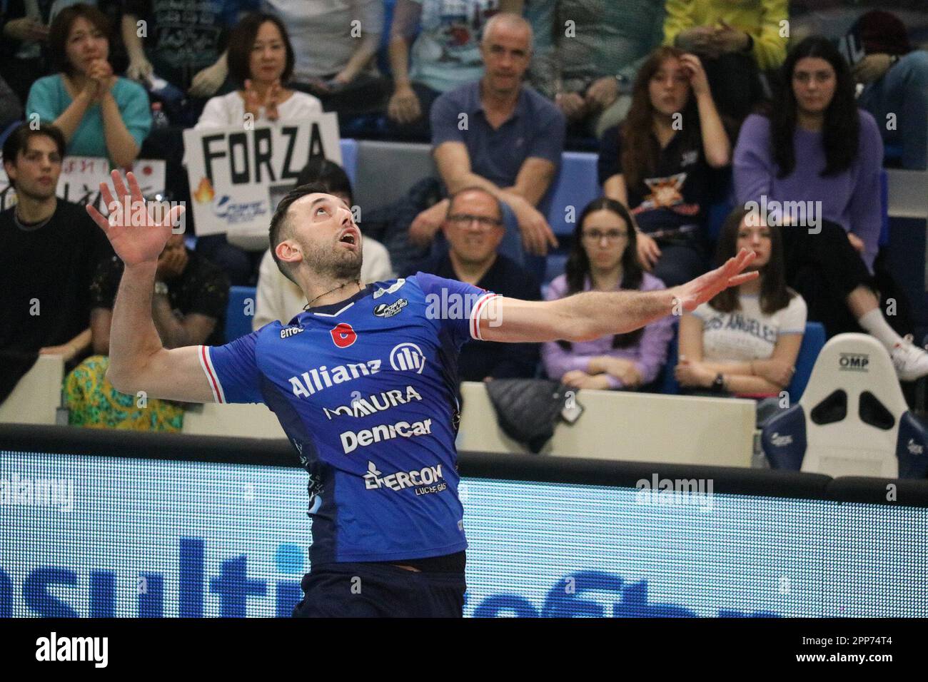 Milan, Italie. 22nd avril 2023. Allianz Cloud, Milan, Italie, 22 avril 2023, MARCO VITELLI (POWER VOLLEY MILANO) pendant les demi-finales de jeu - Allianz Milano vs Cucine Lube Civitanova - Volleyball Italien Serie A Men SuperLeague Championship crédit: Live Media Publishing Group/Alay Live News Banque D'Images