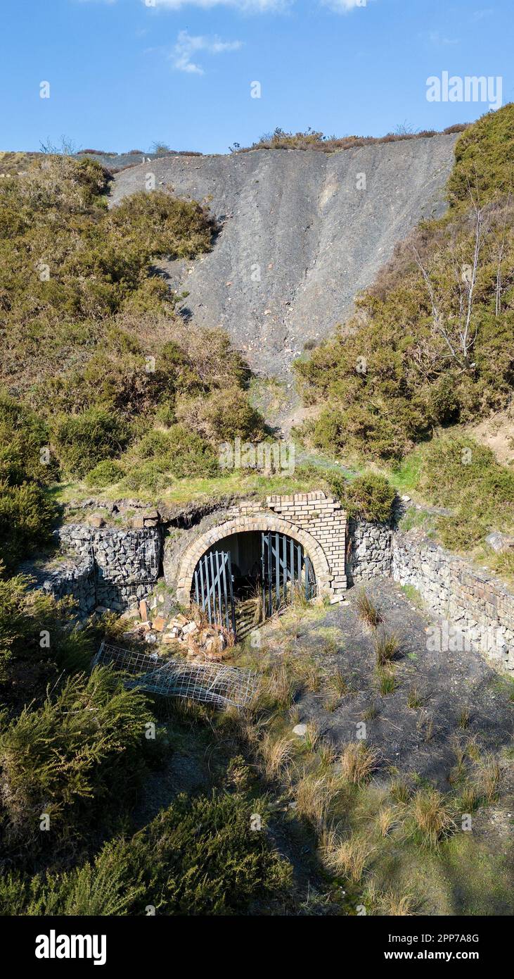 Portail de la mine Southern pour Pwll du tunnel, site classé au patrimoine mondial de Blaenavon, pays de Galles, Royaume-Uni Banque D'Images
