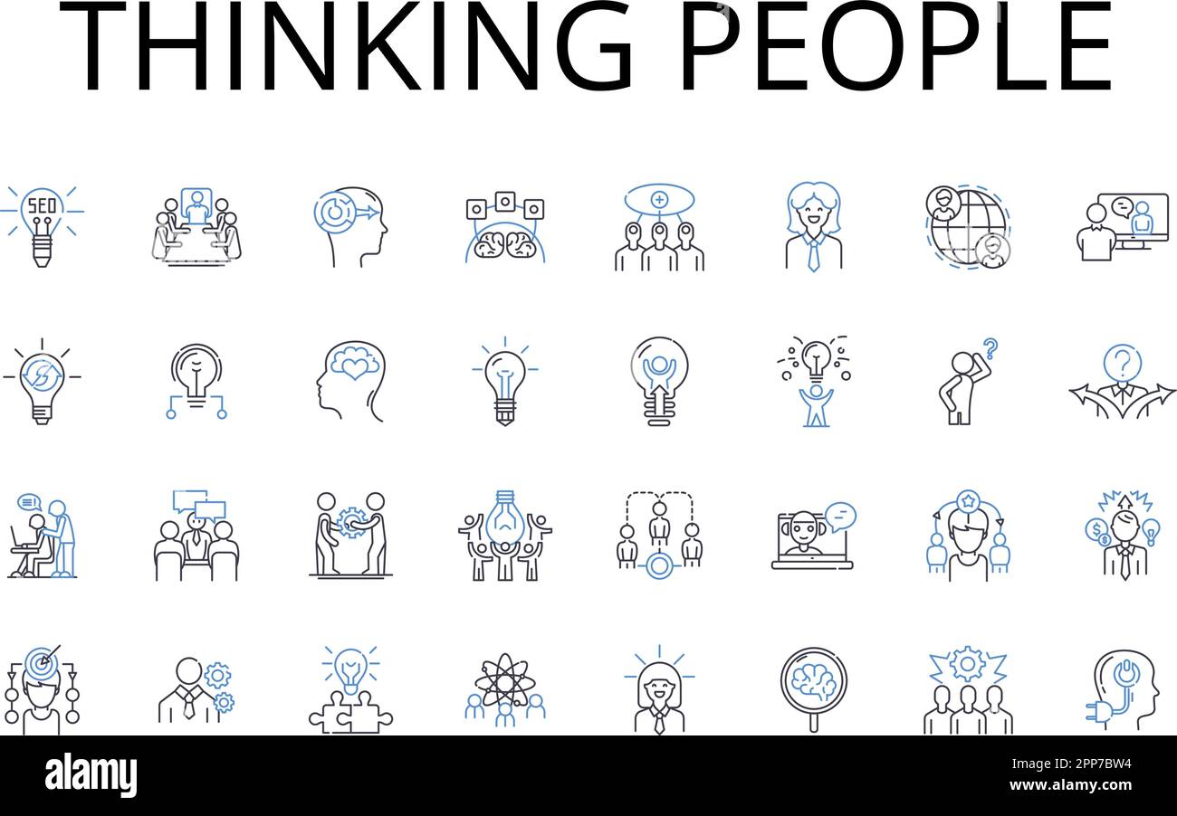 Collection d'icônes Thinking People Line. Individus intellectuellement ...
