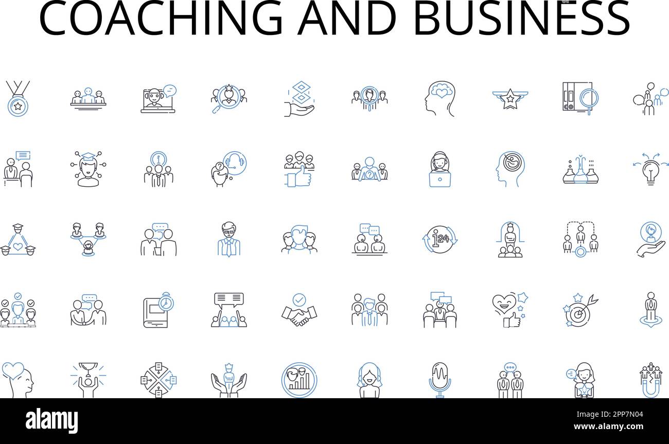 Collection d'icônes de coaching et de secteur d'activité. Budget, revenus, déficit, dépenses, impôts, Inflation, vecteur d'austérité et illustration linéaire Illustration de Vecteur
