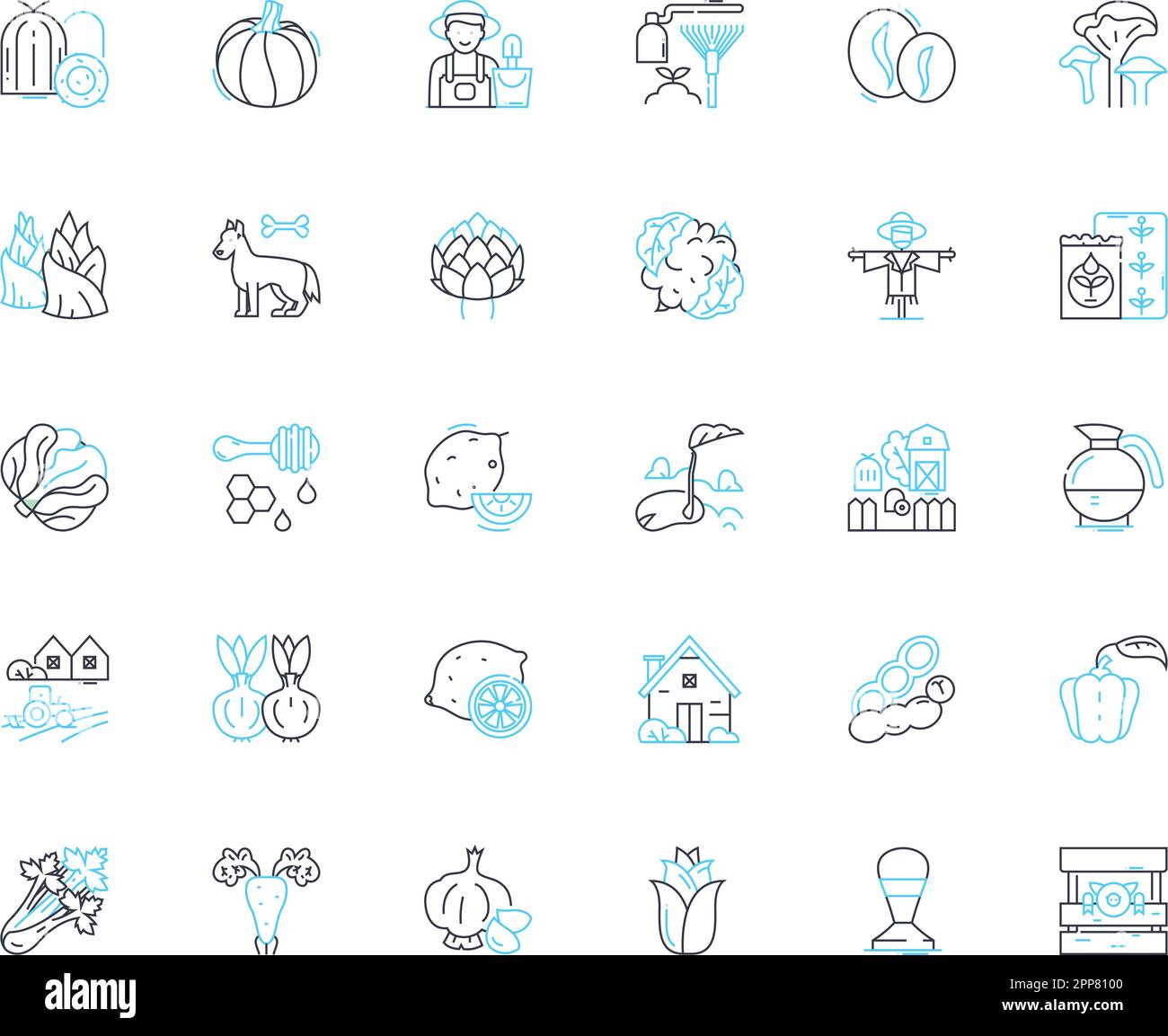 Ensemble d'icônes linéaires Ranch. Chevaux, bovins, écuries, Grange, pâturages, Hay, Rodeo Line Vector et concept Signs. Cow-boy, Wrangler, Wild West Outline Illustration de Vecteur