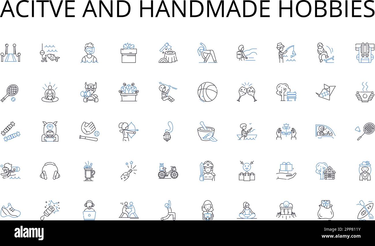 Collection d'icônes de la ligne des passe-temps et des passe-temps faits main. Agriculture, horticulture, cultiver, agriculture, culture, Récolte, vecteur d'irrigation et linéaire Illustration de Vecteur