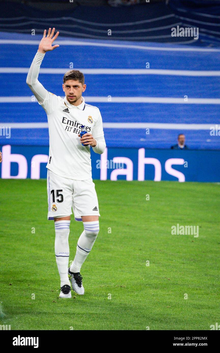 Madrid, Espagne. 22nd avril 2023. Federico Valverde (Real Madrid) avant le match de football entre
Real Madrid et Celta Vigo
valable pour le match 30 de la première division de la ligue espagnole “la Liga” célébrée à Madrid, Espagne au stade Bernabeu le samedi 22 avril 2023 crédit: Live Media Publishing Group/Alay Live News Banque D'Images