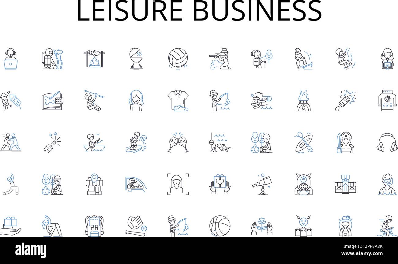 Collection d'icônes Business Line loisir. Smartph, tablette, ordinateur portable, ordinateur, SmartWatch, Tracker d'activité, écouteurs vectoriels et illustration linéaire Illustration de Vecteur