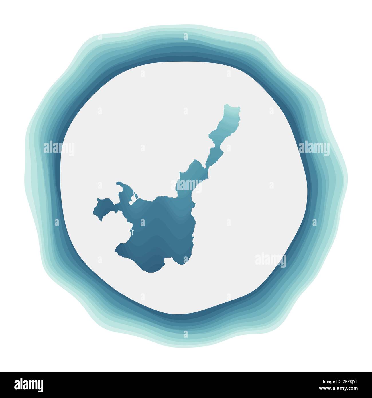 Logo Ishigaki. Badge de l'île. Signe circulaire superposé autour de la forme de la bordure Ishigaki. Illustration vectorielle élégante. Illustration de Vecteur