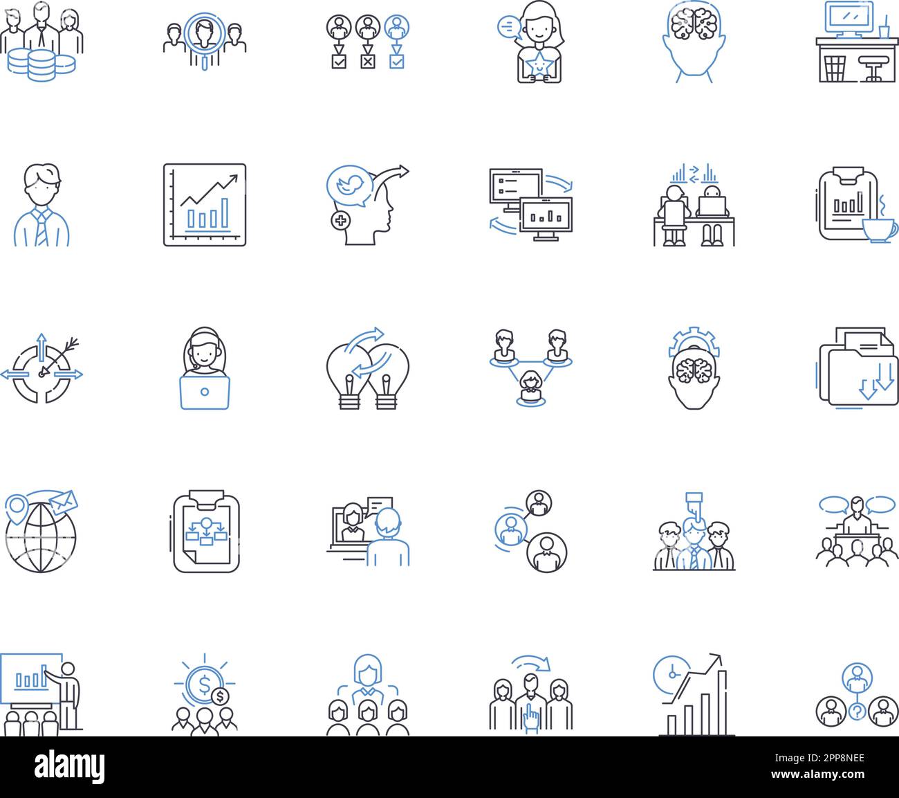 Collection d'icônes de ligne d'alliances commerciales. Partenariats, collaboration, synergie, coentreprises, coopération, Fusions, acquisitions vectorielles et linéaires Illustration de Vecteur