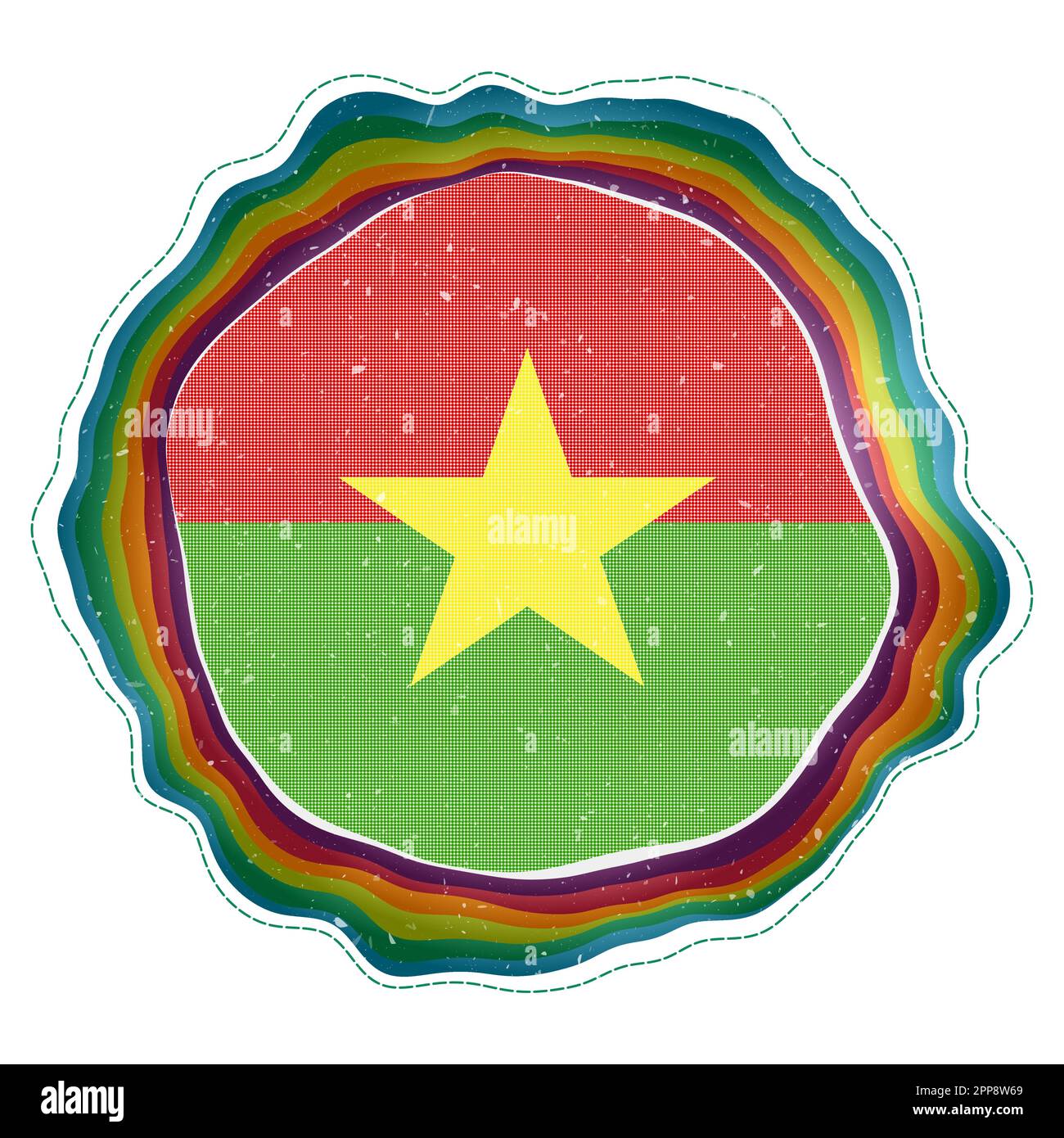 Drapeau du Burkina Faso dans le cadre. Badge du pays. Signe circulaire superposé autour du drapeau du Burkina Faso. Illustration vectorielle moderne. Illustration de Vecteur
