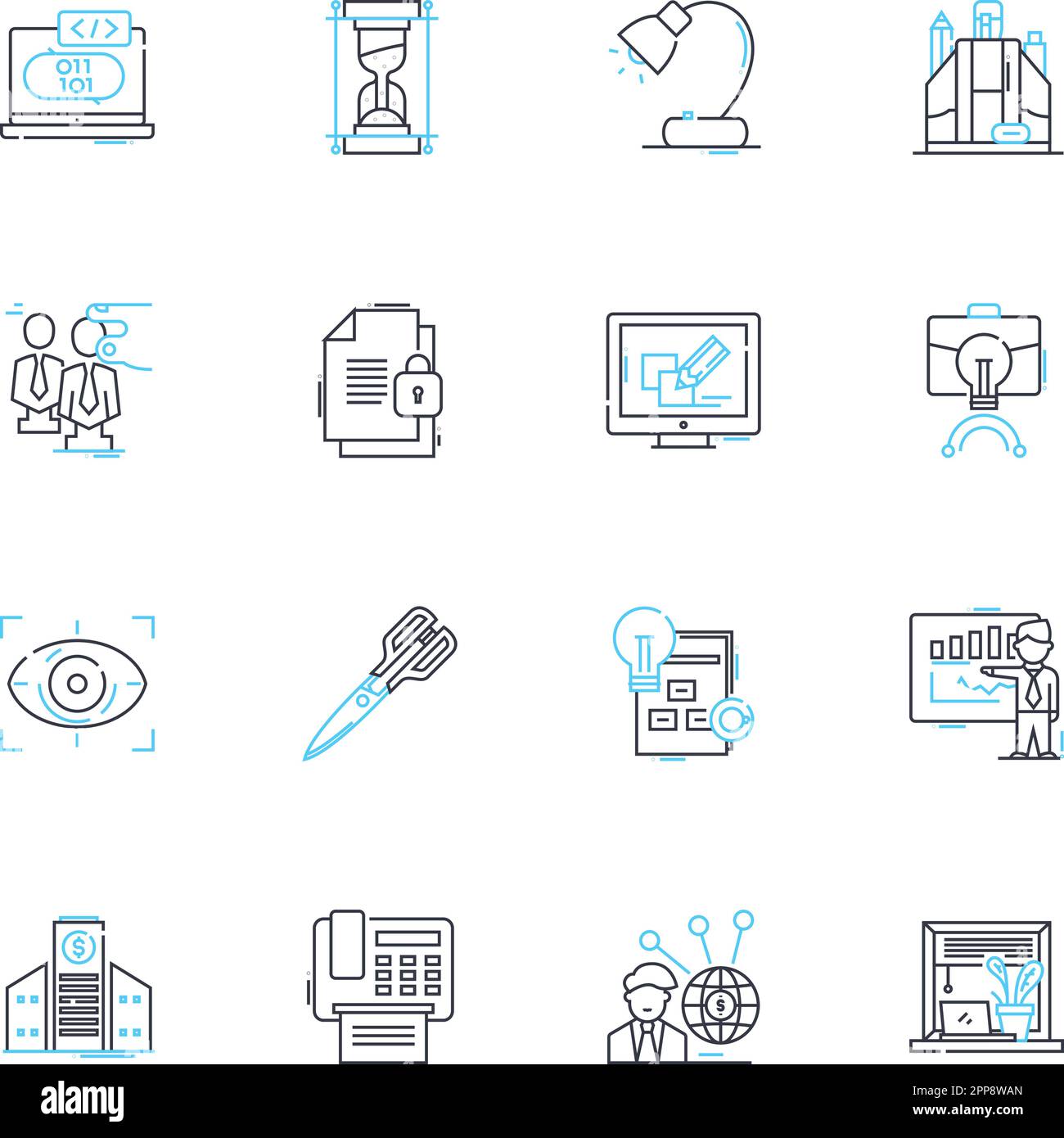 Jeu d'icônes linéaires de corporation crucial. Technologie, sécurité, innovation, performances, stockage, Mémoire, vecteur de ligne de fiabilité et signes de concept Illustration de Vecteur