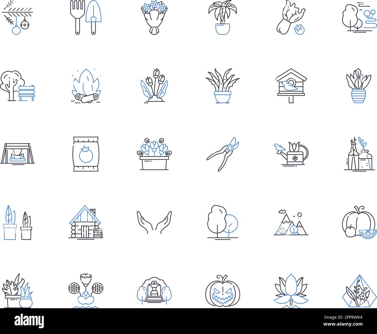 Collection d'icônes de culture. Agriculture, Agriculture, horticulture, Jardinage, compostage, Irrigation, vecteur de fertilisation et illustration linéaire Illustration de Vecteur