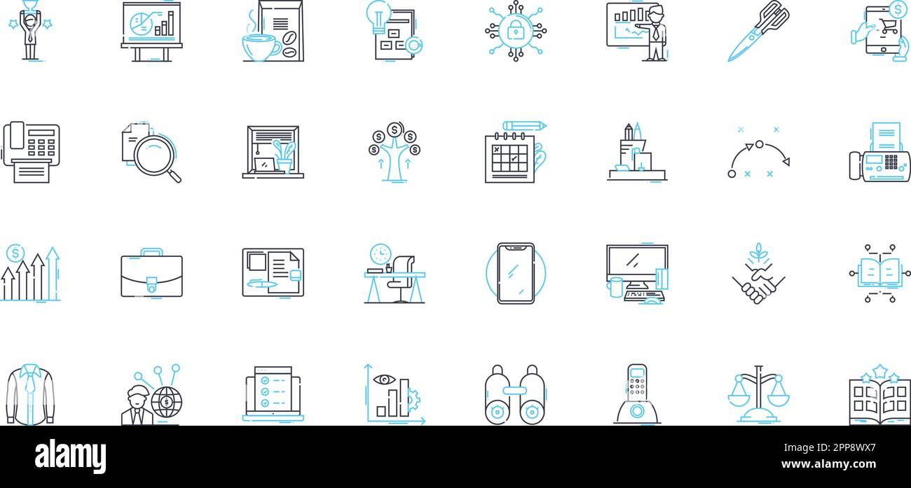 Jeu d'icônes linéaires de corporation crucial. Technologie, sécurité, innovation, performances, stockage, Mémoire, vecteur de ligne de fiabilité et signes de concept Illustration de Vecteur