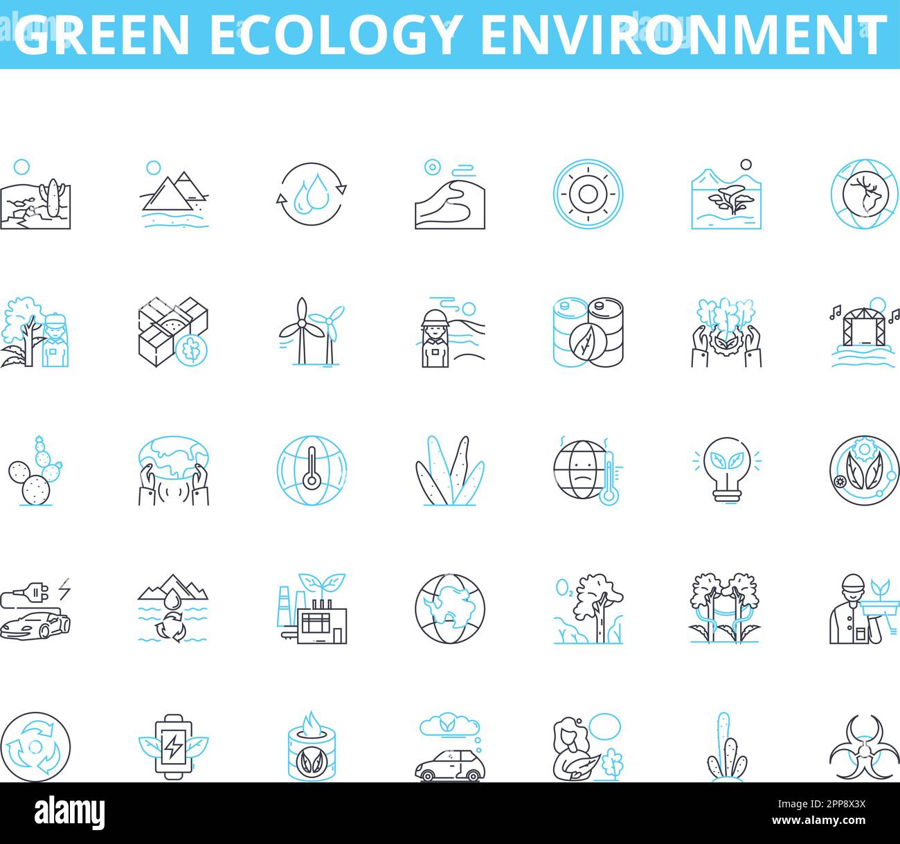 Jeu d'icônes linéaires écologiques vertes. Développement durable ...