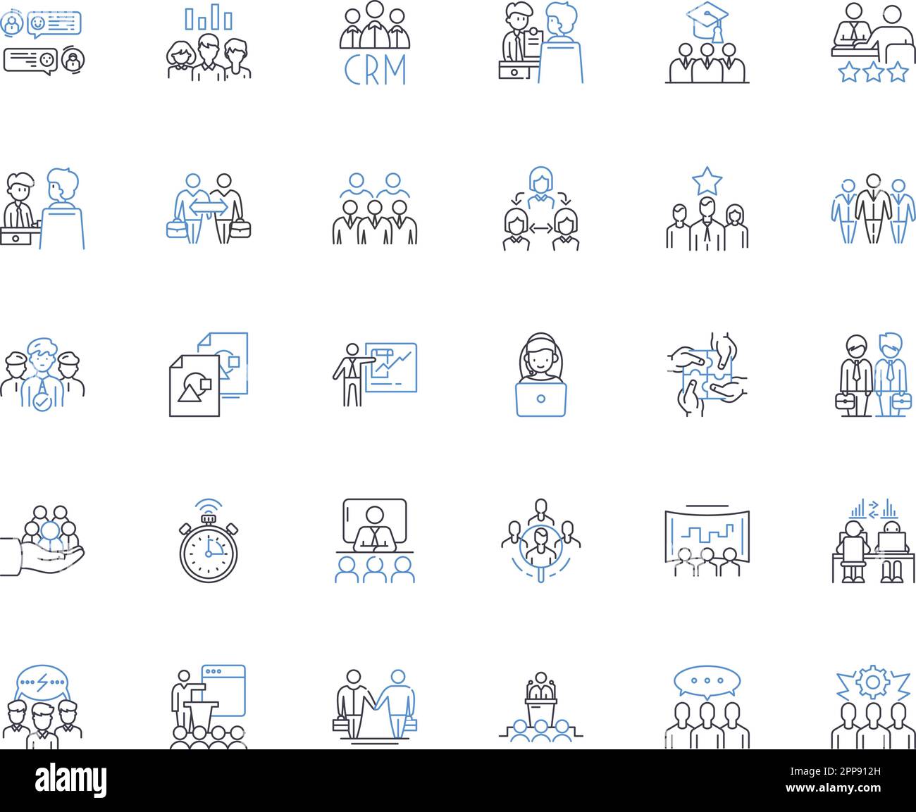 Collection d'icônes de lignes d'assemblage administratives. Gouvernance, leadership, prise de décision, Organisation, communication, Coordination, vecteur d'efficacité Illustration de Vecteur