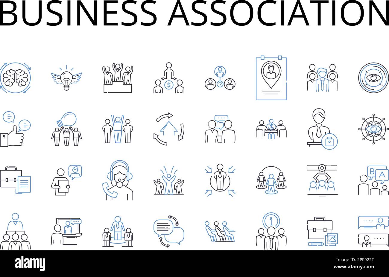 Collection d'icônes de ligne d'association professionnelle. Alliance commerciale, coalition d'entreprise, partenariat d'entreprise, consortium d'entreprise, société nerk, Commercial Illustration de Vecteur
