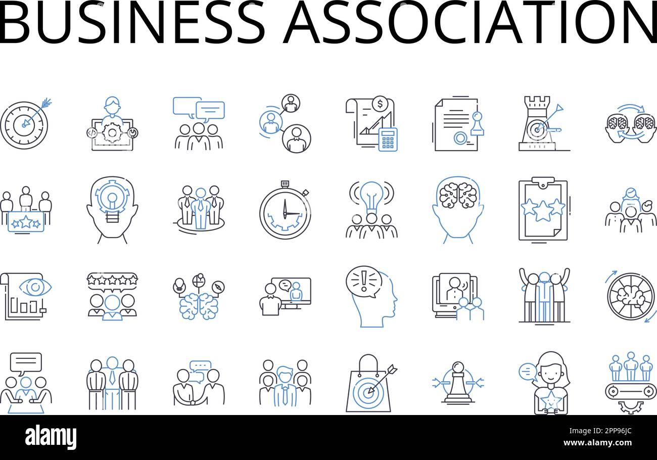 Collection d'icônes de ligne d'association professionnelle. Alliance commerciale, coalition d'entreprise, partenariat d'entreprise, consortium d'entreprise, société nerk, Commercial Illustration de Vecteur