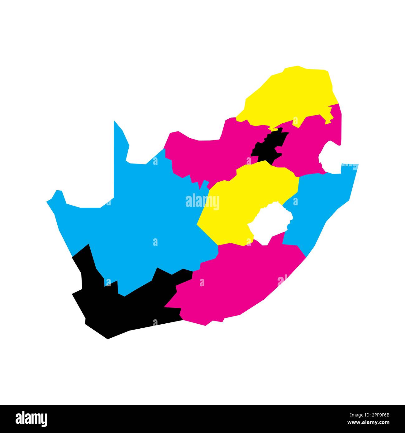 Afrique du Sud carte politique des divisions administratives - provinces. Carte vectorielle vierge en couleurs CMJN. Illustration de Vecteur