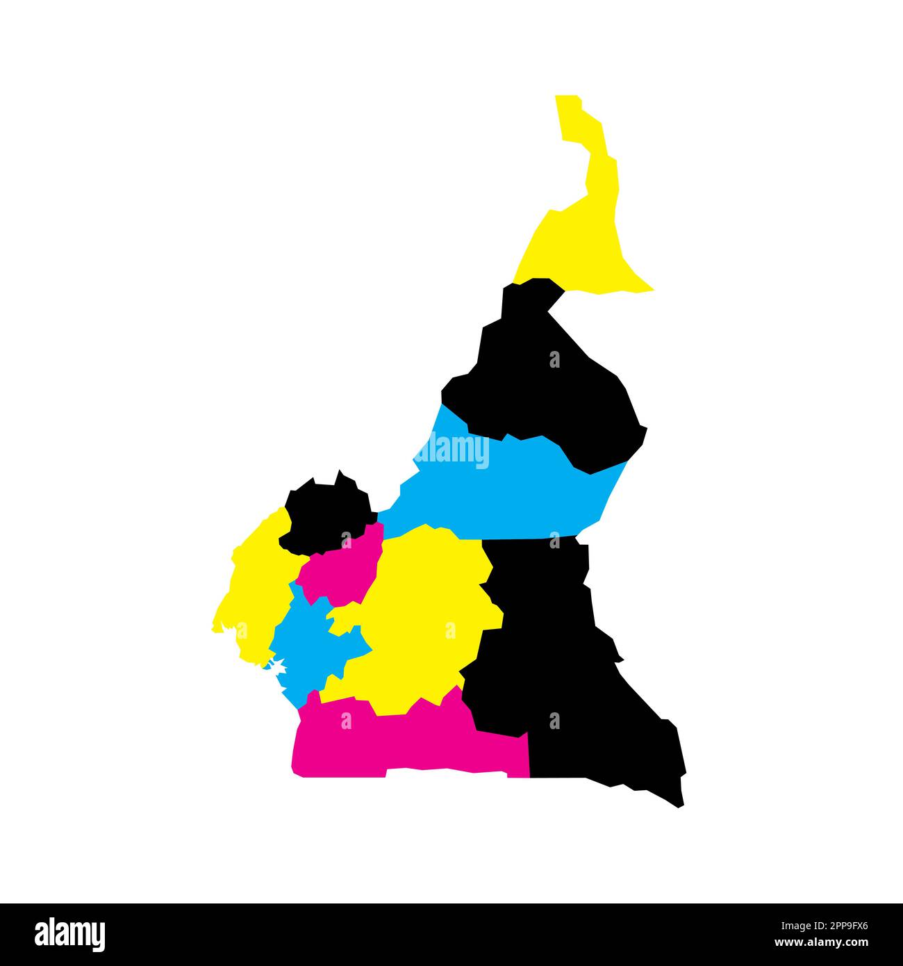 Cameroun carte politique des divisions administratives - régions. Carte vectorielle vierge en couleurs CMJN. Illustration de Vecteur