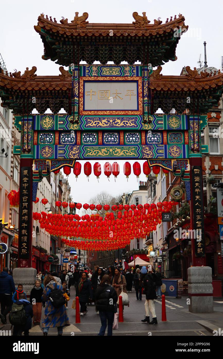 Nouvel an chinois à Chinatown, Londres, Royaume-Uni Banque D'Images