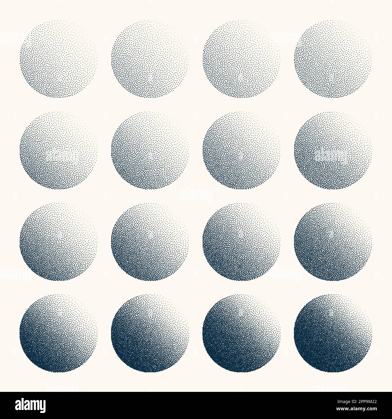 Objets ronds en pointillés, éléments en crépi vintage. Dégradé. Crépi ...