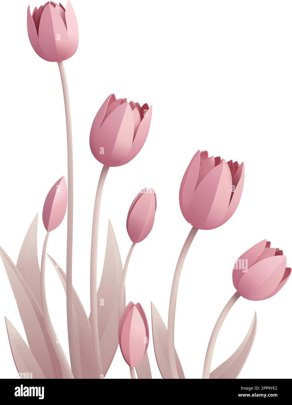 Papier Craft Cut Origami fleurs tulipes Illustration de Vecteur