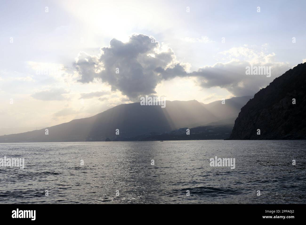 Côte de la mer Noire à Gurzuf, péninsule de Crimée Banque D'Images