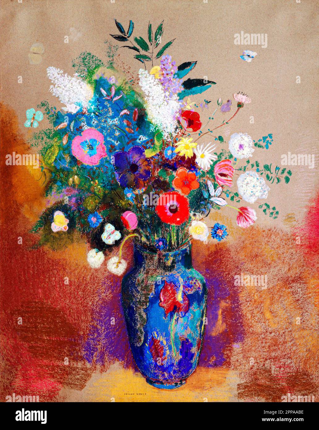 Bouquet de fleurs par Odilon Redon. Original du MUSÉE MET. Banque D'Images