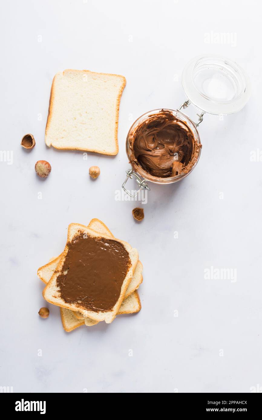 Toast à la crème au chocolat Banque D'Images