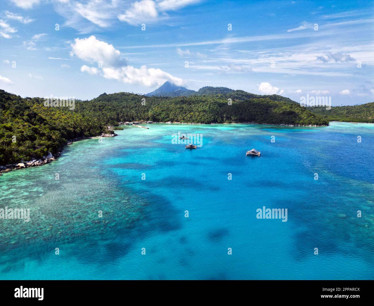 DefaultIndonesia Anabas Islands - Drone View ligne de côte de l'île de Telaga Banque D'Images