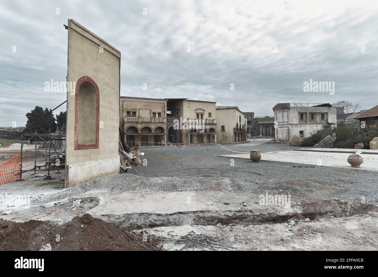 Rome, Italie, février /12/2023: Les studios de cinéma Cinecittà à Rome ont défini le design de la Rome antique Banque D'Images