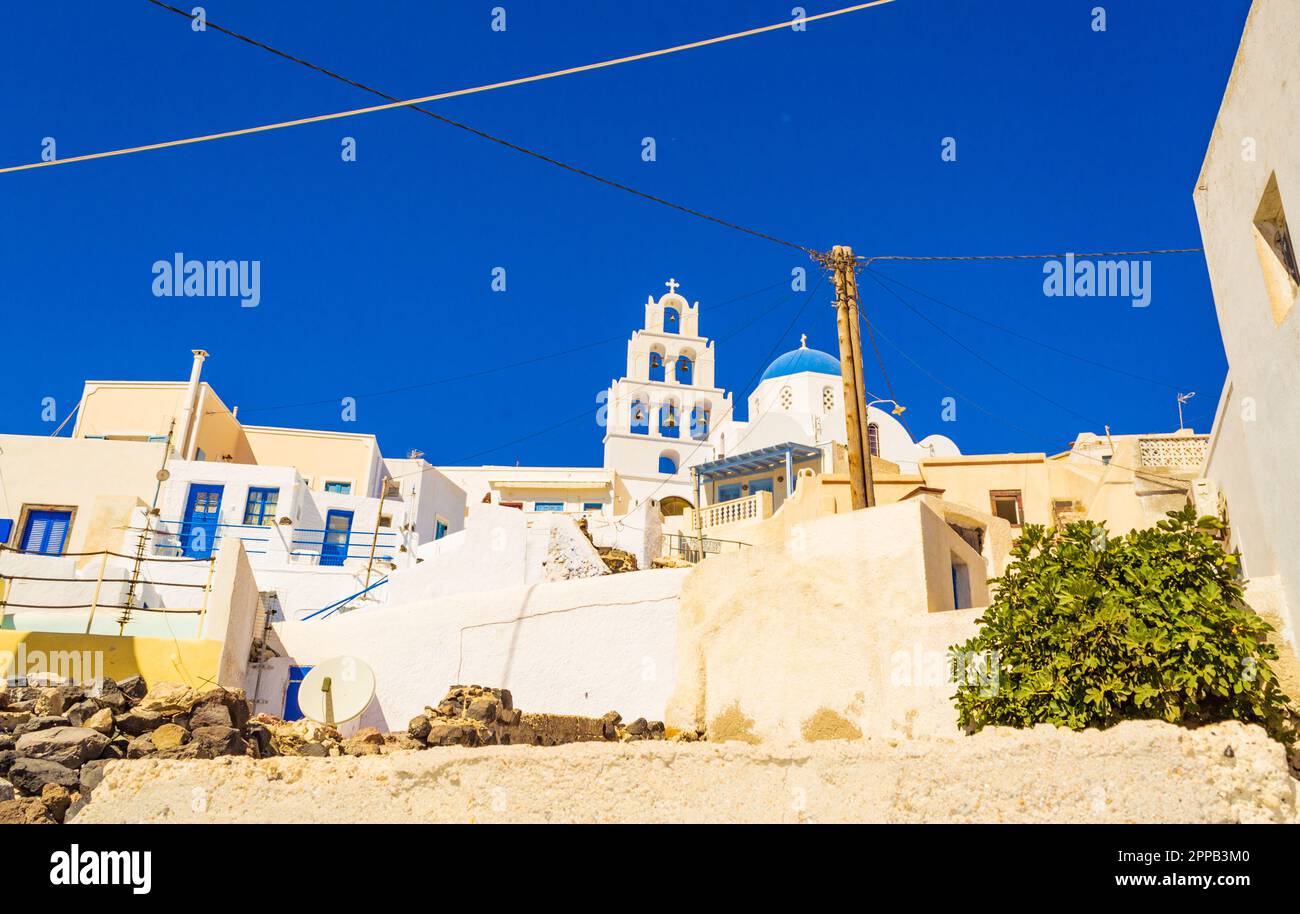 Maisons traditionnelles à Pyrgos Kalistis.Hilltop ville se trouve dans le Mont Profitis Ilias contreforts, abruptes, ruelles médiévales avec bars à vin, hôtels et boutiques Banque D'Images