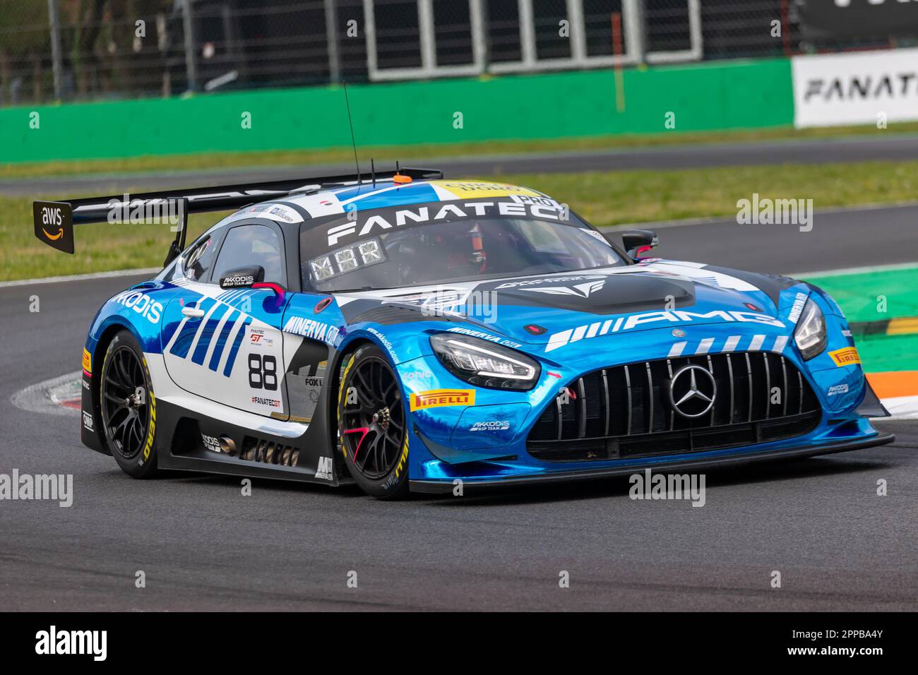 Monza, Italie. 23rd avril 2023. Akkodis ASP Team (Mercedes-AMG GT3) Timur Boguslavskiy, Raffaele Marciello, Jules Gounon crédit: Live Media Publishing Group/Alay Live News Banque D'Images
