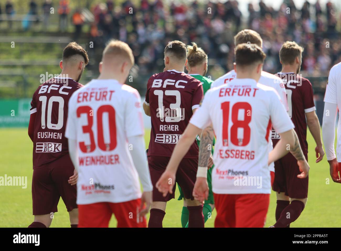 Berlin, Allemagne. 23rd mars 2023. Berlin, Allemagne, 23, avril 2023. Se dispute sur le terrain pendant le match entre le FC Dynamo et le FC Rot-Weiss Erfurt, Regionalliga Nordost, Round 29. Credit: Fabideciria / Alamy Live News Banque D'Images