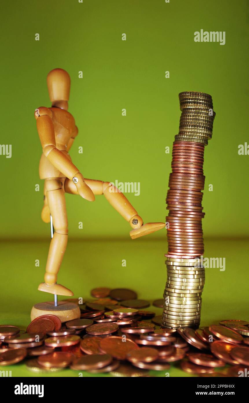 Argent européen empilé. Banque D'Images